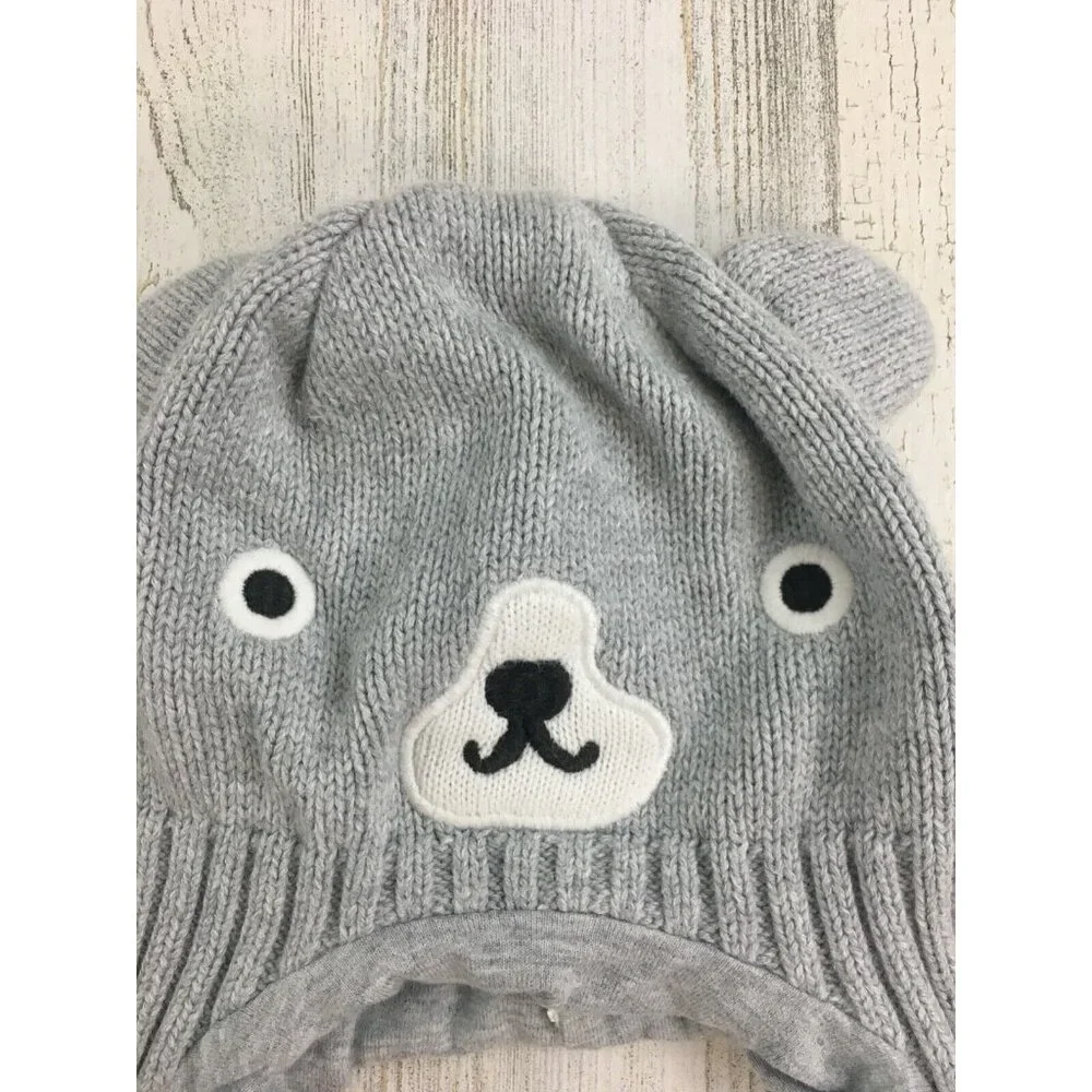 Gymboree Baby 6 to 12 M Knit Gray Bear Hat Beanie
